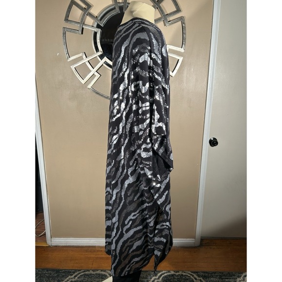 Ragmadam Black Silver Sequin Disco Caftan One Size Glam Boho Chic - Picture 4 of 6